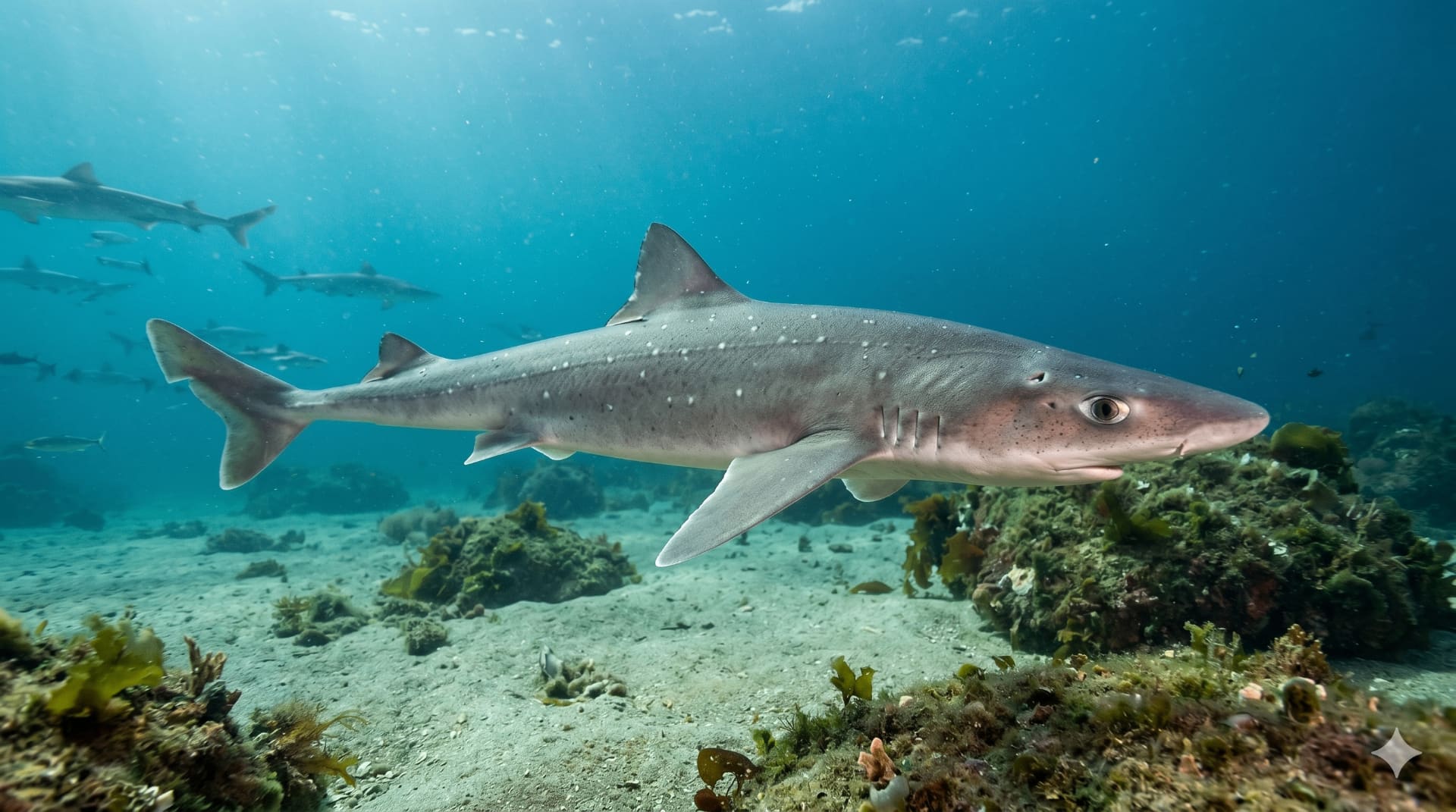 Dornhai (Squalus acanthias) heimische Haiart mit Rückenflossendornen