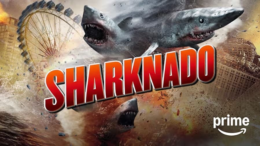 Filmplakat Sharknado (2013) – Kult-Trash-Hai-Film mit fliegenden Haien im Tornado